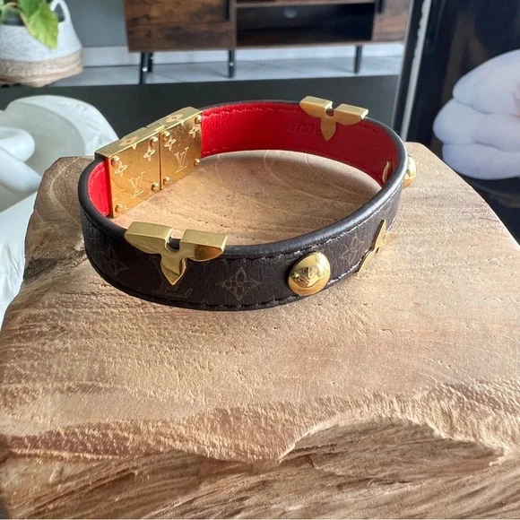 Louis Vuitton Red Brown Bracelet with Gold Accents - Picture 3 of 12